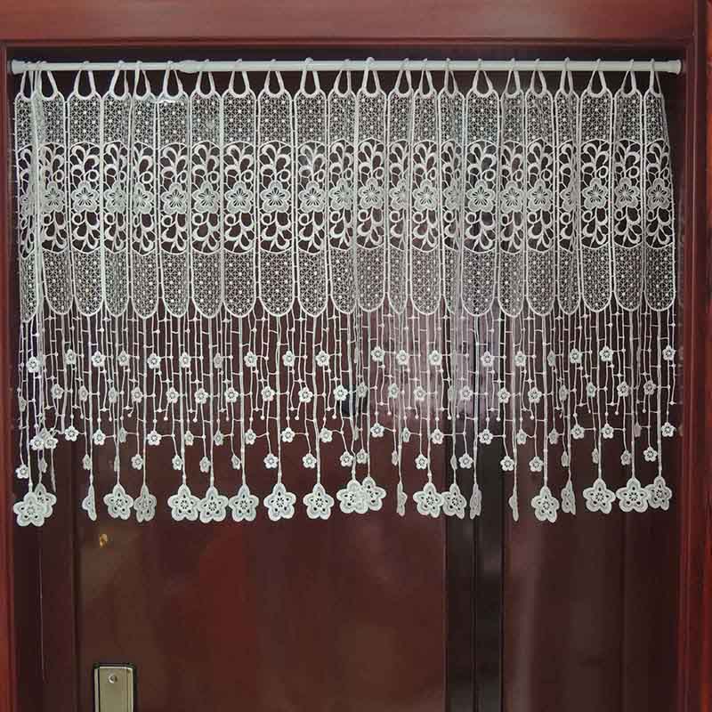 免打孔穿杆挂帘网红门帘卧室厨房隔断半帘镂空蕾丝装饰成品小窗帘