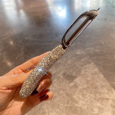 厨房削皮刀高颜值镶钻家用水果刀削皮神器多功能不锈钢土豆刮皮刀