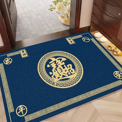 金色招财进宝丝圈地垫入户门垫进门防滑脚垫刮泥蹭土玄关耐脏地毯
