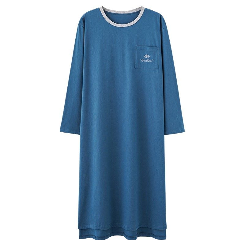 四季睡衣男款长袍纯棉冬季男款大码200连体睡裙套头男士睡群春秋