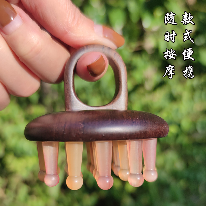 檀木梳子女士气垫指环插齿无静电牛角羊角男头部经络按摩保健礼品