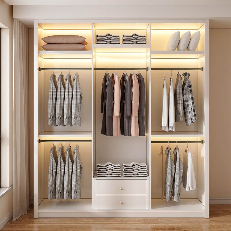 定制拉门移门衣柜家用卧室网红奶油风实木多层板组装收纳大衣橱,住宅家具,自由组合衣柜,淘宝优惠券,粉丝福利购,淘宝优惠卷