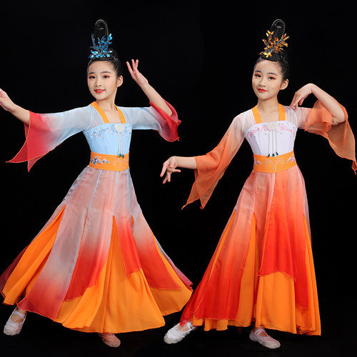 儿童古典舞演出服女童飘逸民族裙舞蹈服中国风采薇表演服装新款款