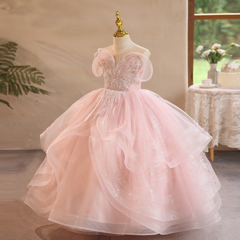 儿童主持人礼服女童花童公主裙小女孩生日钢琴演出服粉色晚礼服秋,童装/婴儿装/亲子装,儿童礼服,淘宝优惠券,粉丝福利购,淘宝优惠卷