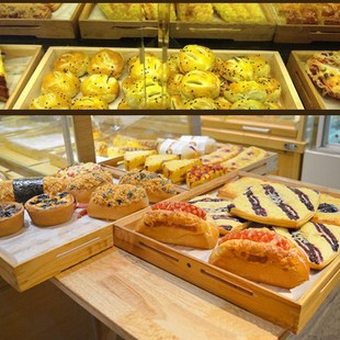 超市竹木质托盘蛋糕房面包店陈列展示竹质摆盘烘焙西点专用托盘子