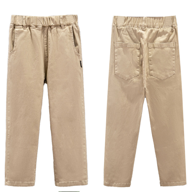 男童春秋裤子英伦学院风长裤卡其色儿童校服裤直筒西裤女童休闲裤