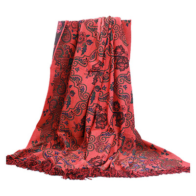 老式纯棉针织线毯床单美式乡村沙发毯盖布复古1.8米床双人棉毯子