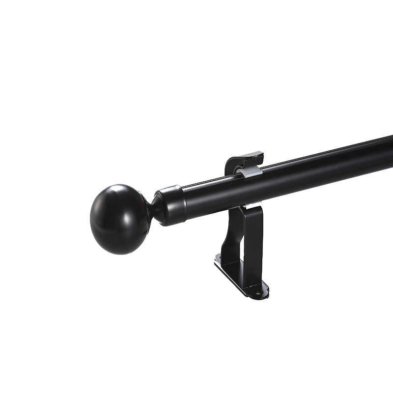 极简罗马杆简约风格黑色白色加厚窗帘杆吊环侧装顶装