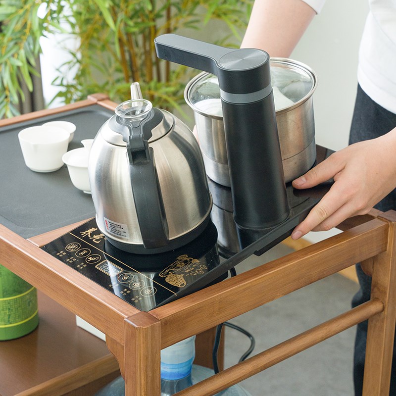 祥福纳福移动茶桌家用小茶台实木茶车烧水壶一体茶水柜茶边几收纳