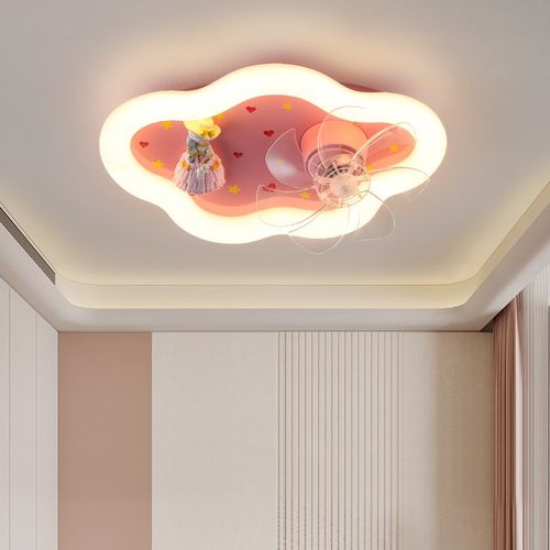 灯氏全光谱护眼儿童房静音摇头变频风扇灯女孩卧室公主智能吸顶灯