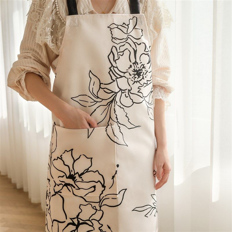 墨枝复古绒布围裙家用厨房做饭防水防油污渍新款工作服男女围腰,家庭/个人清洁工具,围裙,淘宝优惠券,粉丝福利购,淘宝优惠卷