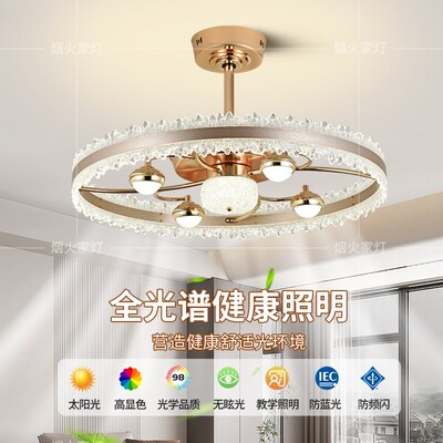 隐形风扇灯吊扇灯餐厅轻奢高级感家用2025新款客厅一体大气电扇灯