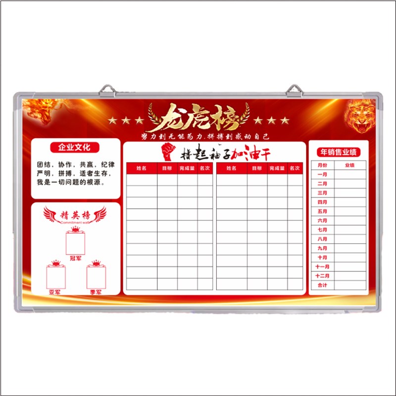 定制挂式可擦磁性硬白板业绩榜车间生产管理看板月计划人员去向表