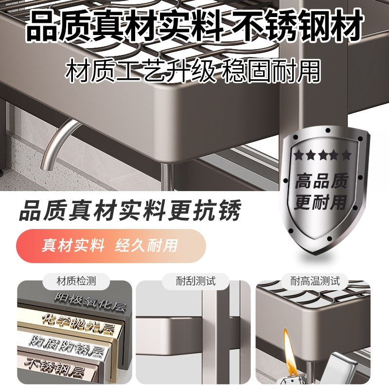 不锈钢厨房置物架洗碗槽水槽放碗盘多功能碗碟收纳架沥水池碗架子