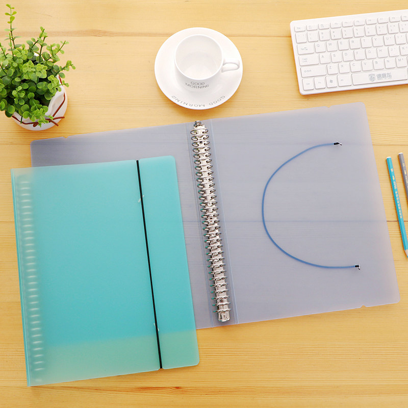 透明磨砂外壳活页资料册100页小清新活页夹A4A5/B5票据收纳文件夹