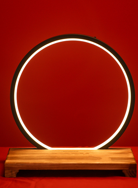 灯圈手办展示摆件新中式家居客厅办公室创意灯圈禅意发光装饰摆件