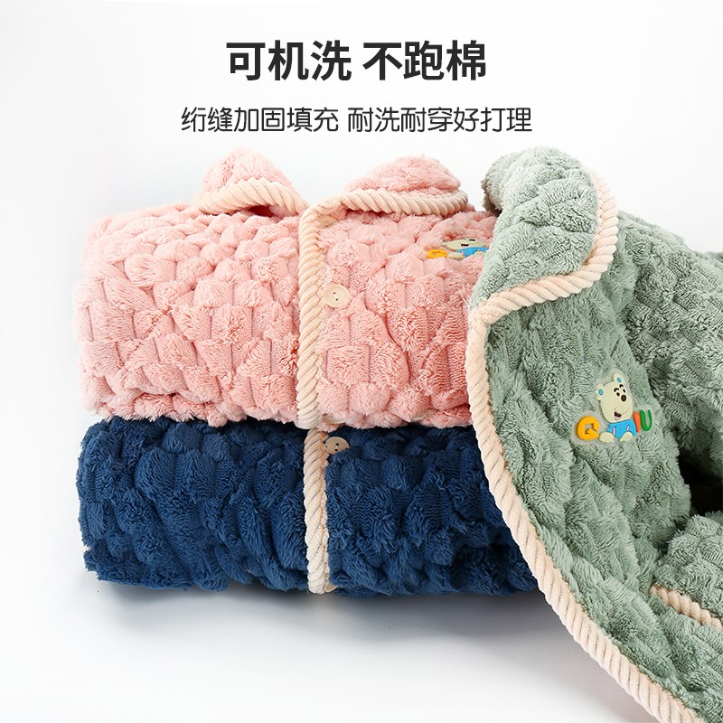 冬季儿童睡衣男童女童三层夹棉加厚款法兰绒家居服加绒珊瑚绒套装