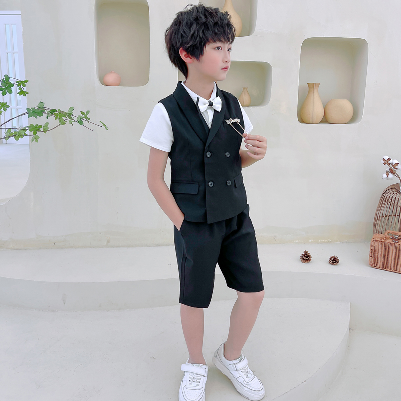 男童礼服主持人马甲儿童西装套装夏季英伦风花童小男孩钢琴演出服