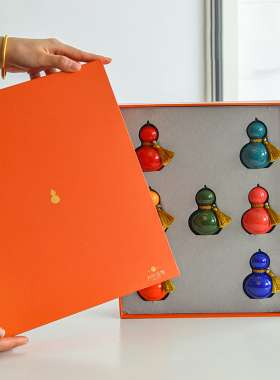 新中式创意精致葫芦摆件描金陶瓷高颜值车内装饰凡华造物