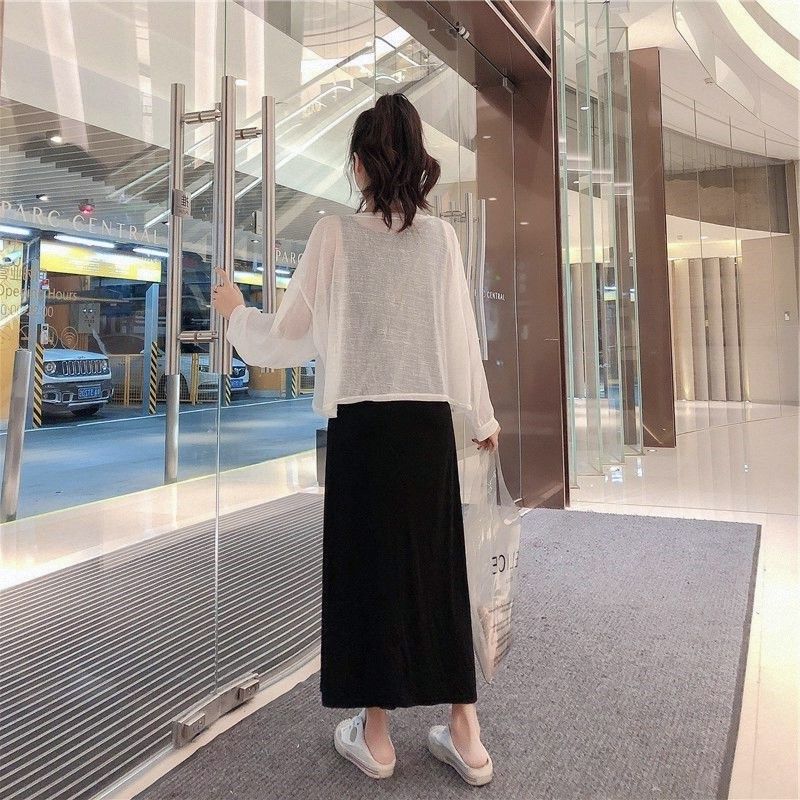 2025夏装新款雪纺防晒衣吊带裙外搭背心长裙女洋气小个子两件套装,女装/女士精品,时尚套装,淘宝优惠券,粉丝福利购,淘宝优惠卷