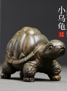 天然绿檀木实木雕刻招财小乌龟长寿龟文玩手把件家居工艺品摆件