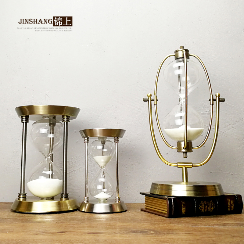 欧式复古金属沙漏计时器摆件 家居饰品办公摆设 创意结婚生日礼物