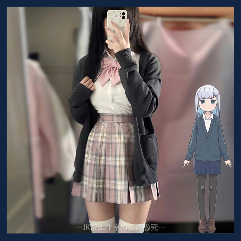阿波连同学樱花妹JK毛衣开衫外套女秋冬制服兔仔叽通告深灰针织衫
