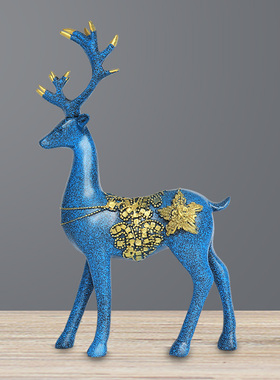 欧式复古奢华房间酒柜客厅玄关装饰品鹿摆件家居创意生日结婚礼物