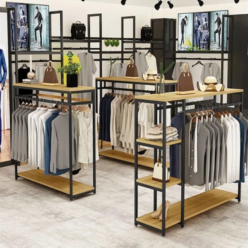 服装店展示架中岛架陈列架童装侧挂货架专用包包架子女装店挂衣架