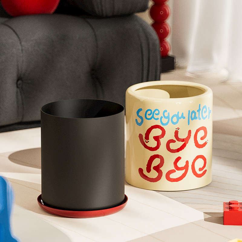 客厅垃圾桶家用卧室大容量2023新款创意可爱高颜值大号无盖垃圾筒