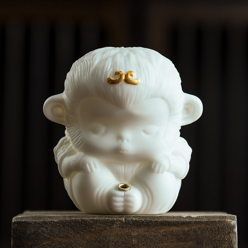 陶瓷齐天大圣可爱小猴子禅意白瓷桌面摆件中式香道线香插家居装饰,家居饰品,装饰摆件,淘宝优惠券,粉丝福利购,淘宝优惠卷