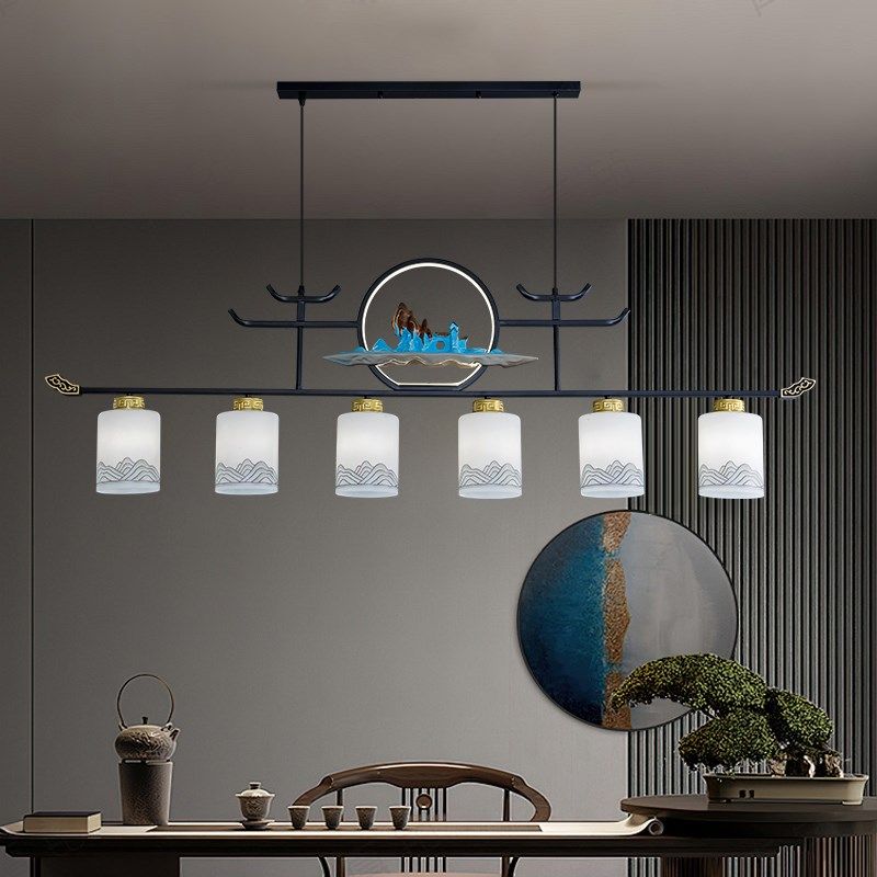新中式茶室吊灯加长书房书法台吊灯山水禅意茶台茶桌卡座餐厅吊灯,家装灯饰光源,餐厅吊灯,淘宝优惠券,粉丝福利购,淘宝优惠卷
