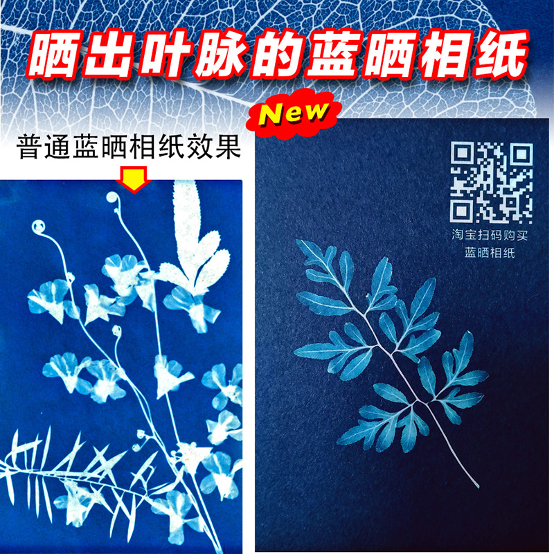 蓝晒纸Diy儿童手工印相材料包工具套装双面感光相纸cyanotype手帐