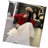 茶气高级感香风网纱半身裙毛衣开 茶里新x款 新款 直销23小红色套装