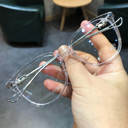 简丹萝心潮百搭眼镜框男女复古y钛架超轻配近视大脸透明个性眼镜