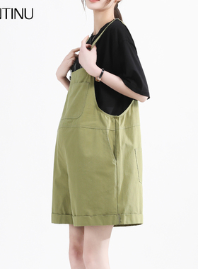 孕妇背带短裤f2024新款夏季薄款小个子大码外穿套装宽松休闲夏装