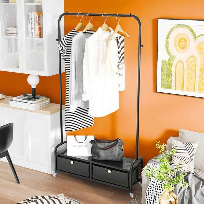 挂衣架落地家f用置物架卧室衣杆移动衣帽架多功能衣柜带抽屉收纳