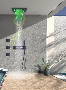 huilin惠霖恒温暗装花洒入墙式带灯音乐瀑P布雨淋浴室喷头套装