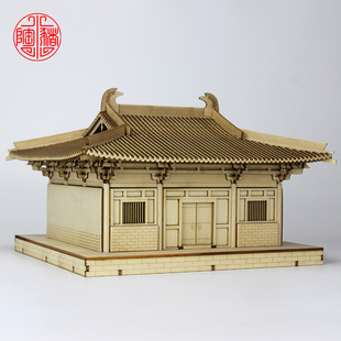 南禅寺大殿唐代建筑微缩模型立体斗拱榫卯拼装教学木质工艺品摆饰