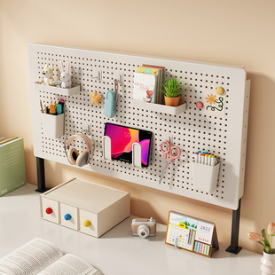 桌面洞洞板置物架立式免打孔y学生书桌收纳整理架子储物架展示架