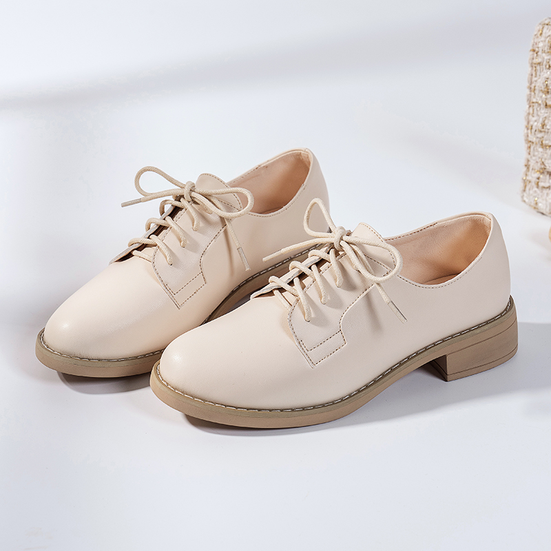 英伦风小皮鞋女秋冬配正q装小众设计感女鞋2023新款百搭粗跟单鞋