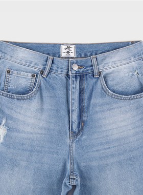 IDLT 宽松微喇 2021M 高品质 蓝色猫须马骝洗水牛仔裤男女阔腿潮