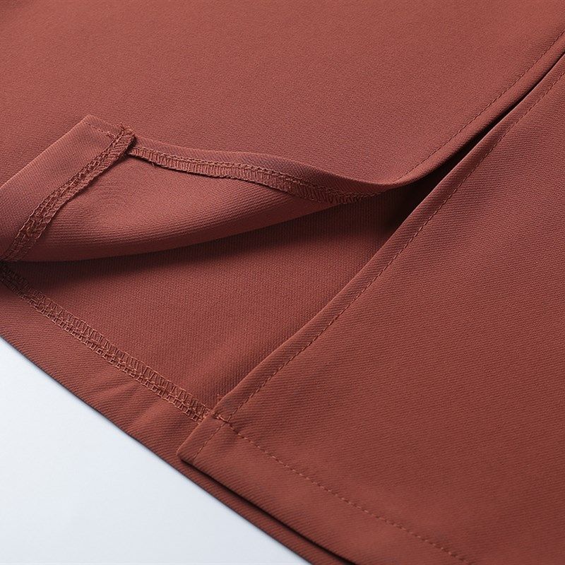 西装料半身裙女中长款2024春季新款高腰a字裙子包臀砖红色修身裙