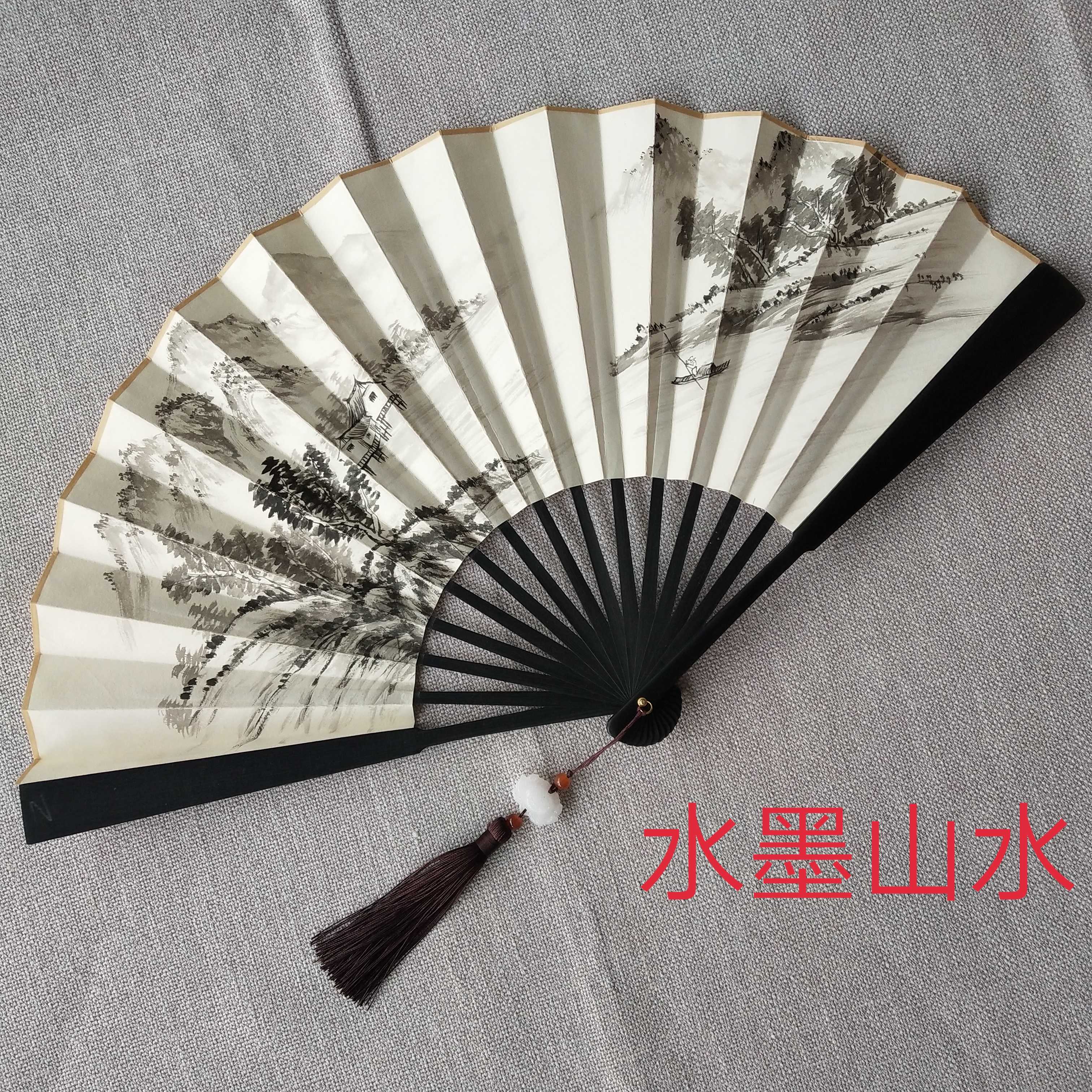 手工男士折扇定制中国风扇子手绘国画礼品扇古典便携宣纸扇包邮