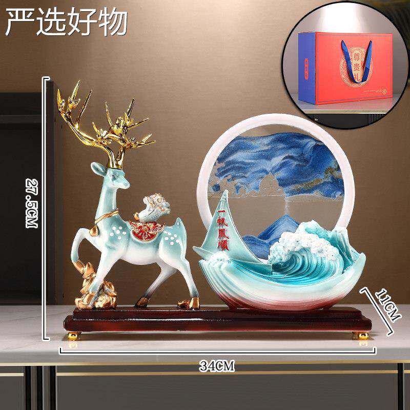 【严选好物】北欧客厅流沙画玄关鹿摆平件电柜酒柜结婚漏搬家安喜
