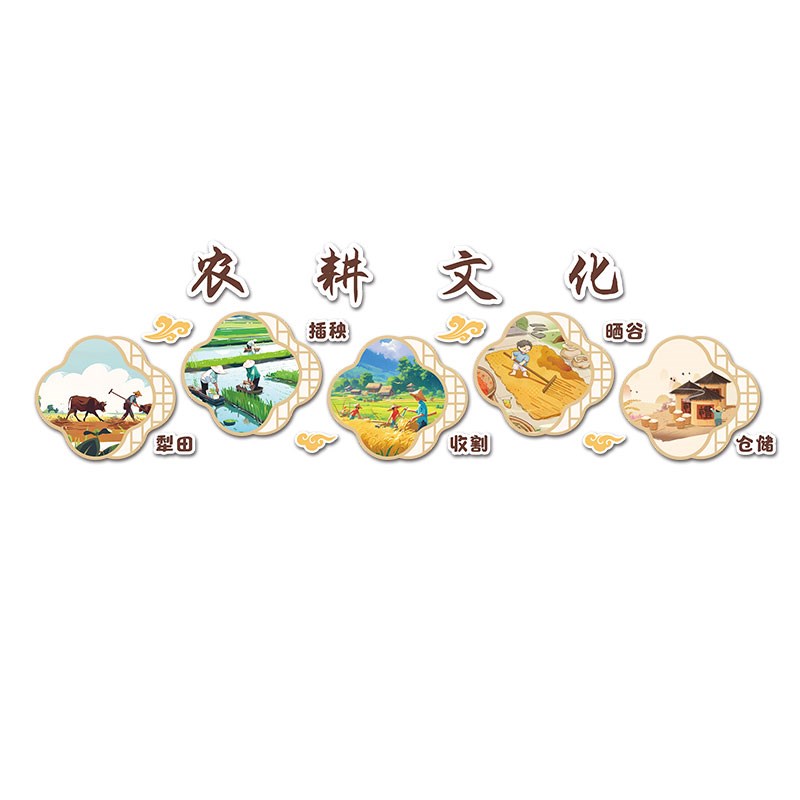 幼儿园环创主题墙成品传统农耕文化墙贴立体教室走廊楼梯墙面装饰