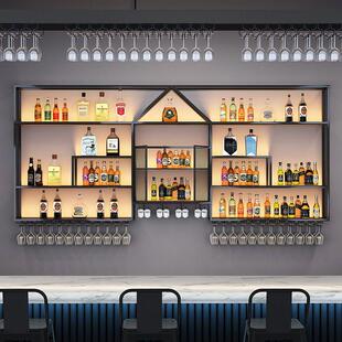工业风壁挂酒架酒吧吧台挂墙展示酒柜饭厅墙上置物红酒架杯架酒架