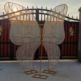 婚庆道具蝶舞背景屏风婚礼舞台布置大型铁艺蝴蝶翅膀屏风摆件 新款