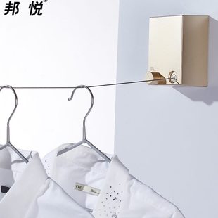 酒店室内晾衣绳 邦悦可伸缩晾衣杆收缩 宾馆室外隐形晾衣架