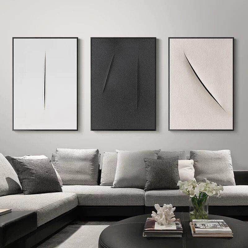 黑白抽象装饰画后现代简约创意时尚壁画极简风餐厅客厅背景墙挂画
